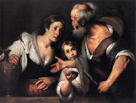 ELIAS Y LA VIUDA DE SAREPTA de Bernardo Estrozzi. (Llamado el Capuchino o el Fraile genovés; Génova, 1581-Venecia, 1644)